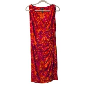 Lauren Ralph Lauren LRL Tangerine Paisley Floral Sheath Dress size 12 sleeveless